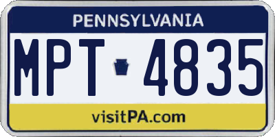 PA license plate MPT4835