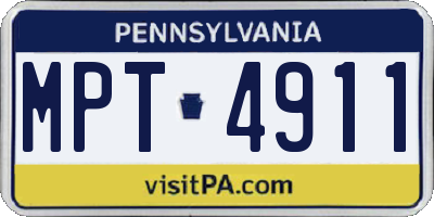 PA license plate MPT4911