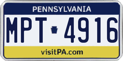 PA license plate MPT4916