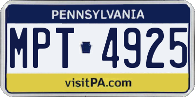 PA license plate MPT4925