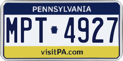 PA license plate MPT4927