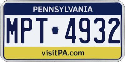 PA license plate MPT4932