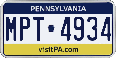 PA license plate MPT4934