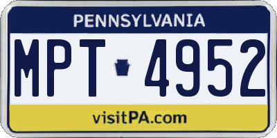 PA license plate MPT4952