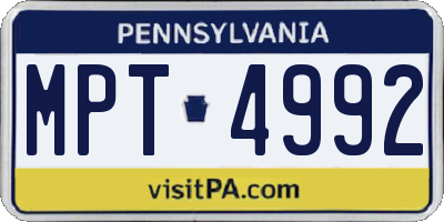 PA license plate MPT4992