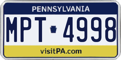 PA license plate MPT4998