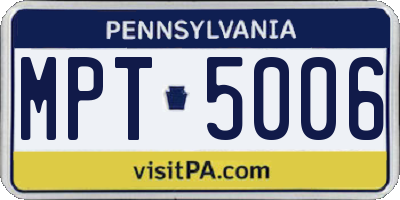 PA license plate MPT5006