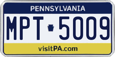 PA license plate MPT5009