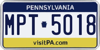 PA license plate MPT5018