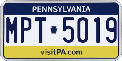 PA license plate MPT5019