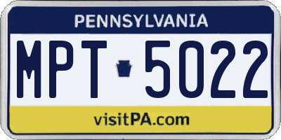 PA license plate MPT5022