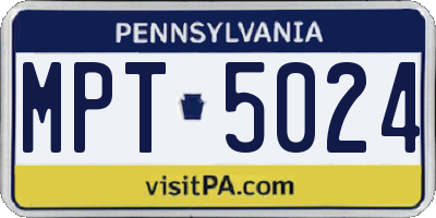 PA license plate MPT5024