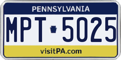 PA license plate MPT5025