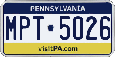 PA license plate MPT5026