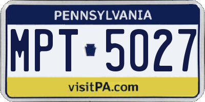 PA license plate MPT5027