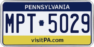 PA license plate MPT5029