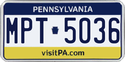 PA license plate MPT5036