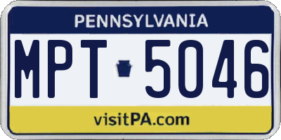 PA license plate MPT5046