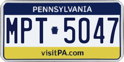 PA license plate MPT5047