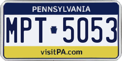 PA license plate MPT5053