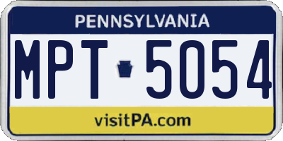 PA license plate MPT5054