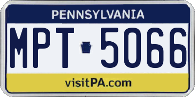 PA license plate MPT5066