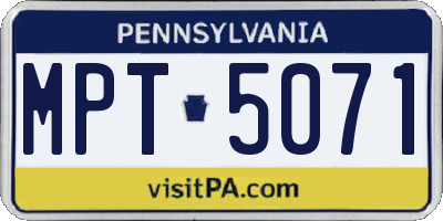 PA license plate MPT5071