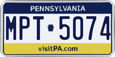 PA license plate MPT5074