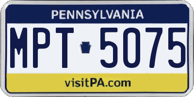 PA license plate MPT5075