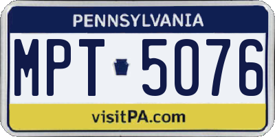PA license plate MPT5076