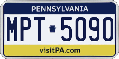 PA license plate MPT5090