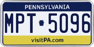 PA license plate MPT5096