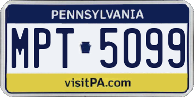 PA license plate MPT5099