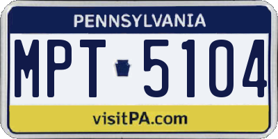 PA license plate MPT5104