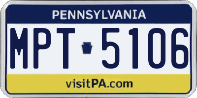 PA license plate MPT5106