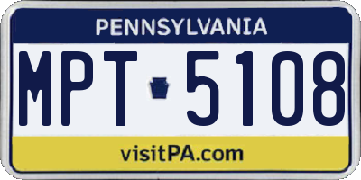 PA license plate MPT5108