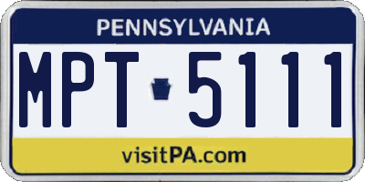 PA license plate MPT5111