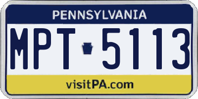 PA license plate MPT5113