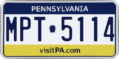 PA license plate MPT5114