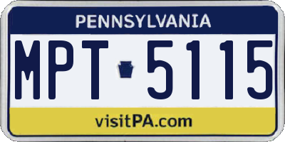 PA license plate MPT5115