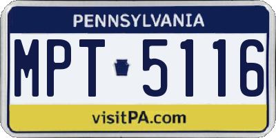 PA license plate MPT5116