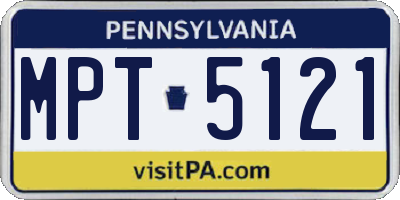 PA license plate MPT5121