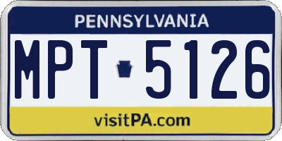 PA license plate MPT5126