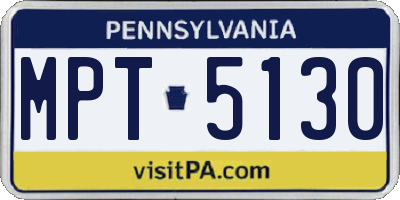 PA license plate MPT5130