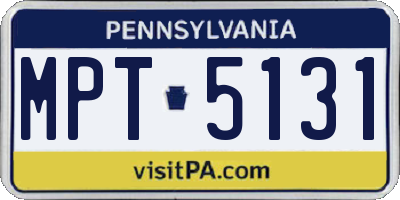 PA license plate MPT5131