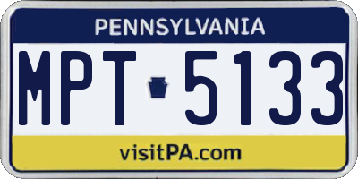 PA license plate MPT5133