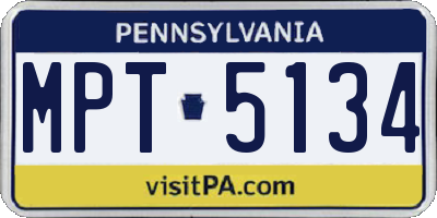 PA license plate MPT5134
