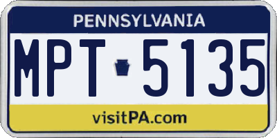 PA license plate MPT5135