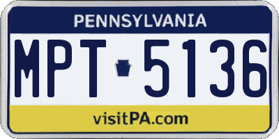 PA license plate MPT5136