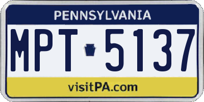 PA license plate MPT5137
